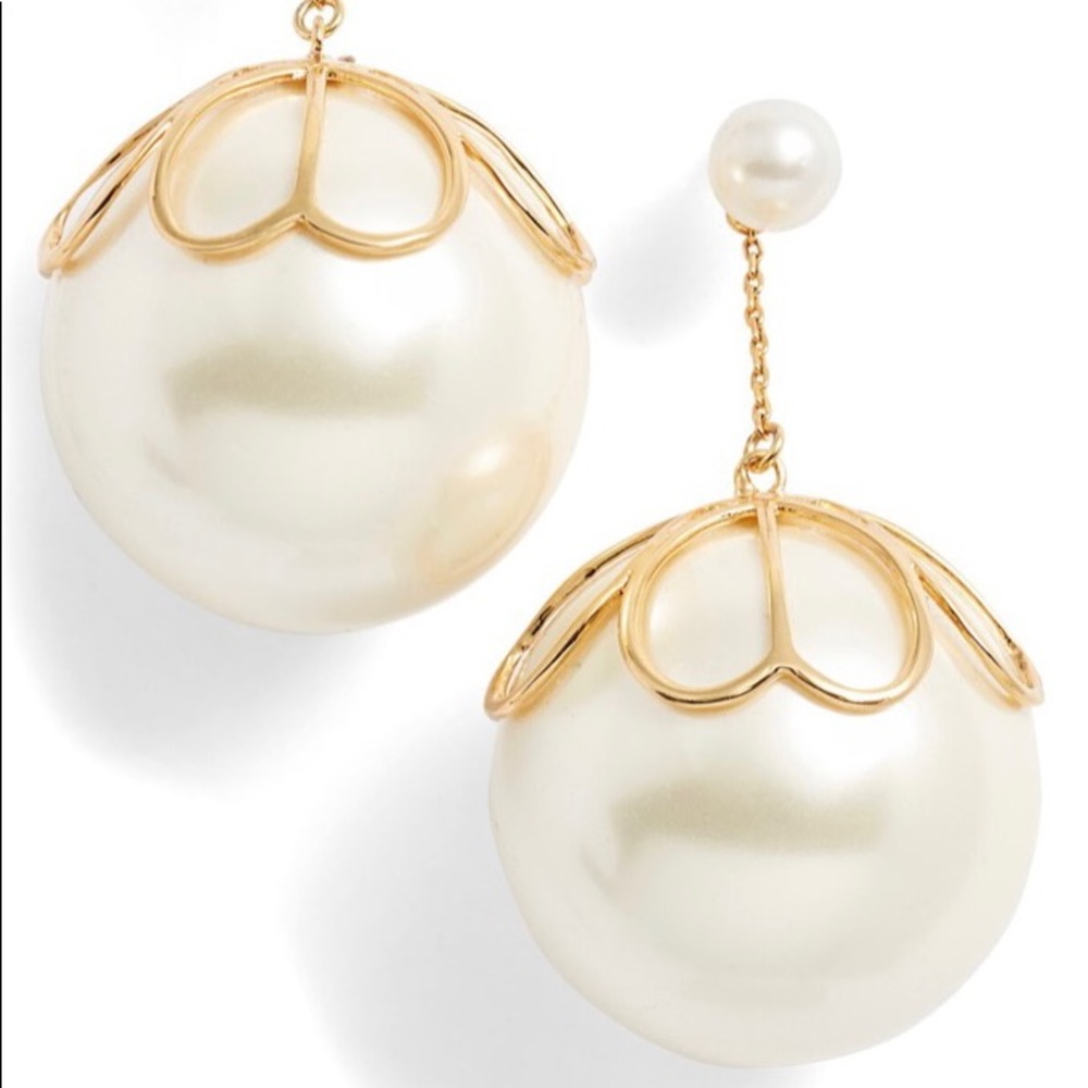 Kate Spade Pearlette Drop Earrings White and Gold NWOT